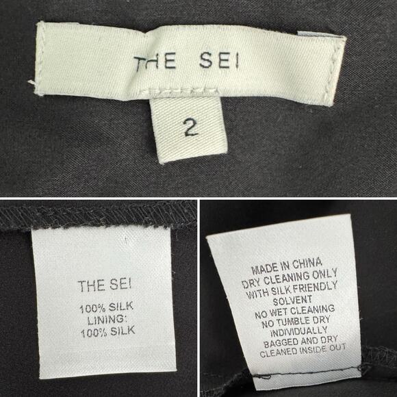 The Sei 100% silk one shoulder high slit evening formal dress black size 2 - Picture 7 of 10